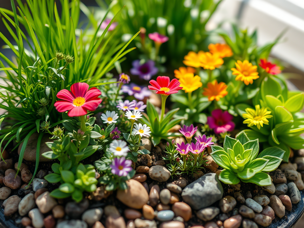 Lush green plants and flowers